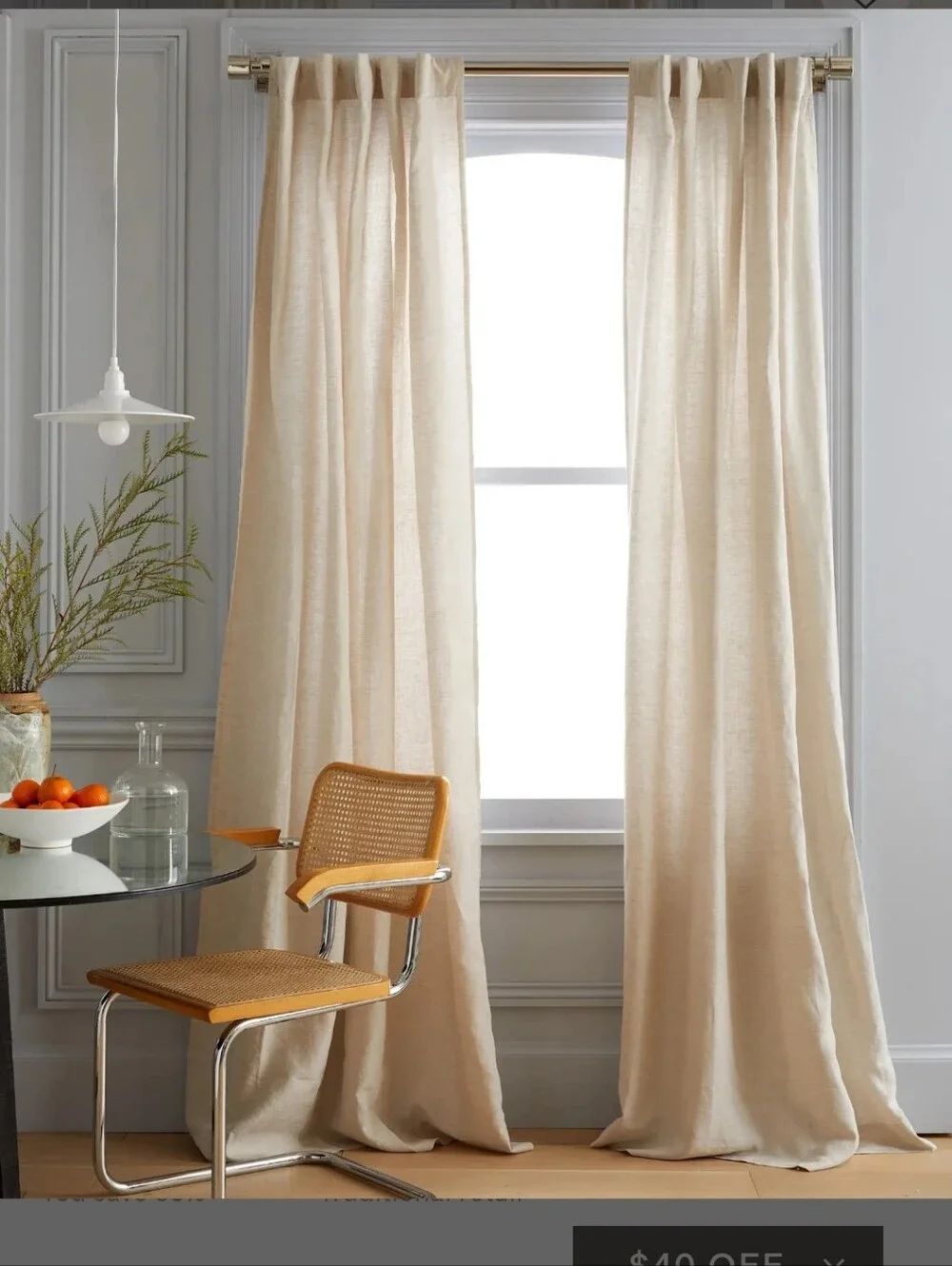 NWOT QUINCE 2 Panels 48x84 FLAX European Linen Curtain light Filtering 48